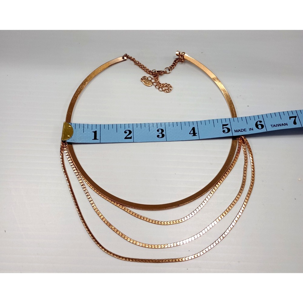Aldo Gold Tone Multi-Layer Collar Statement Necklace Adjustable - Picture 5 of 8